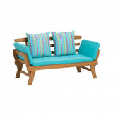 Garden bench Borkum acacia including cushion multifunctional bench wooden bench