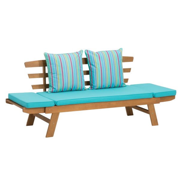 Garden bench Borkum acacia including cushion multifunctional bench wooden bench