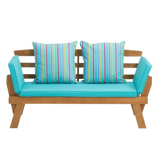 Garden bench Borkum acacia including cushion multifunctional bench wooden bench
