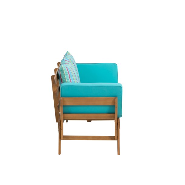 Garden bench Borkum acacia including cushion multifunctional bench wooden bench