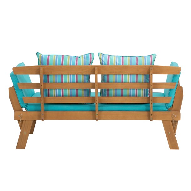 Garden bench Borkum acacia including cushion multifunctional bench wooden bench
