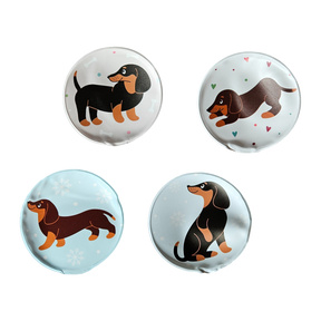 Taschenwärmer Handwärmer Hund Dackel 4er Set wiederverwendbar Wärmekissen - Handwärmer
