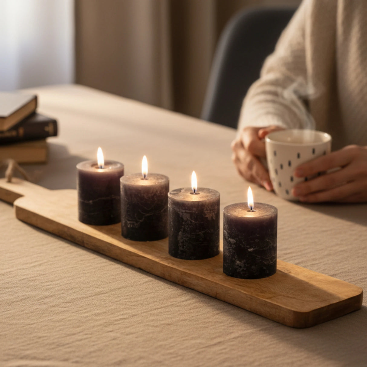 Holzbrett Meinposten 76 cm dekobrett mit kerzen