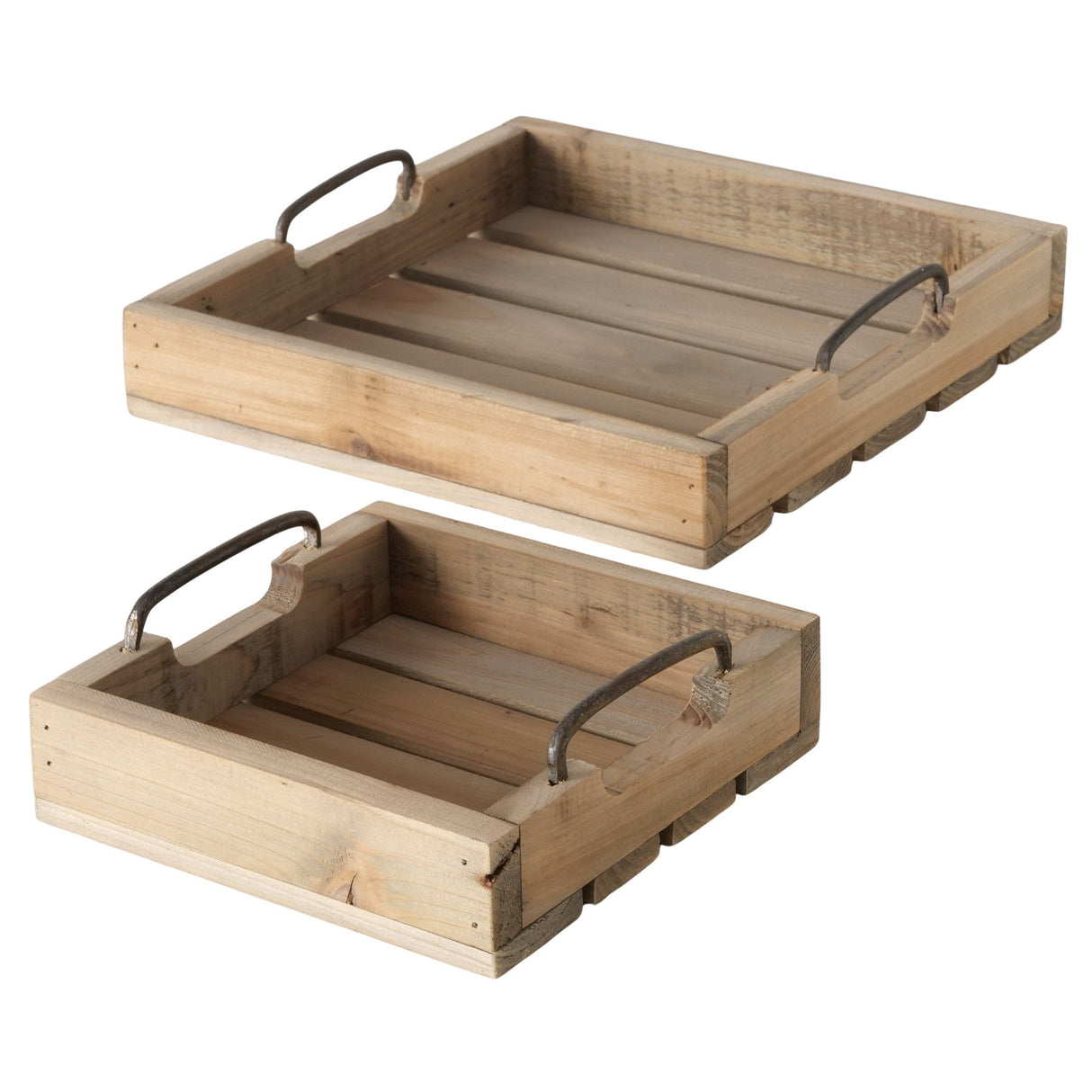 Decorative tray serving tray wooden tray brown 30 cm cm wood metal handle decorative set of 2