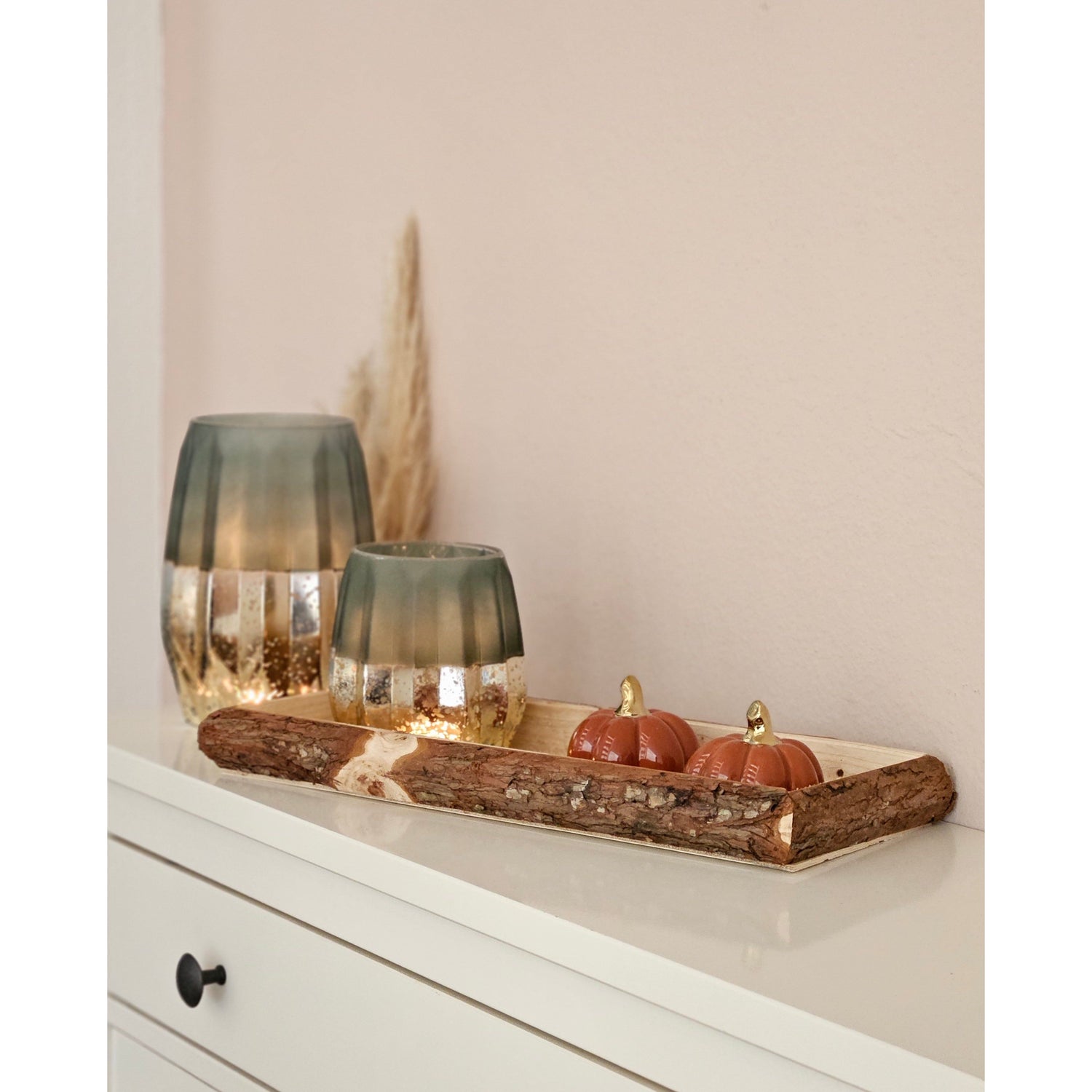 Tablett Holz Natur Baumrinde Dekobrett Holztablett Schale Servierbrett Länglich