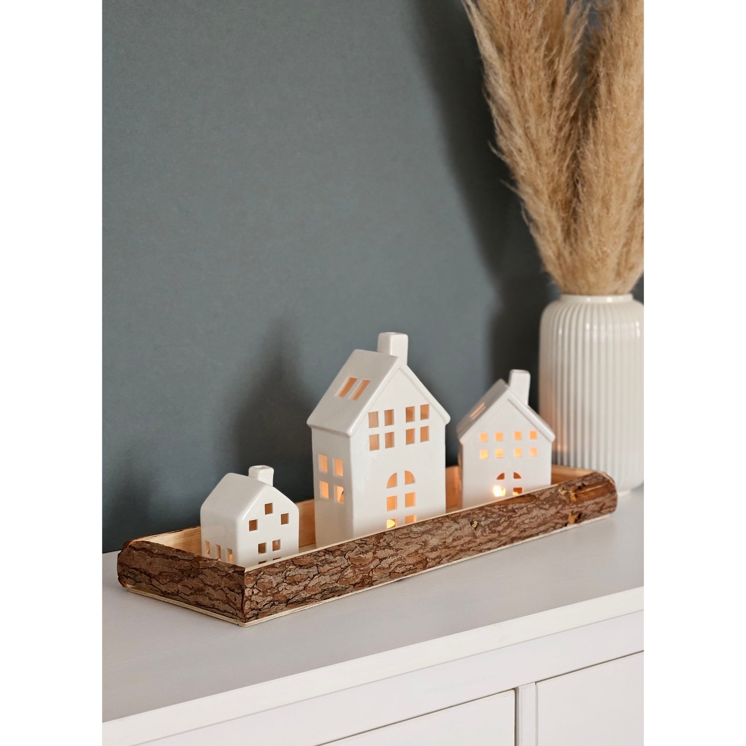 Tablett Holz Natur Baumrinde Dekobrett Holztablett Schale Servierbrett Länglich