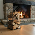 Kaminholzregal Kaminregal Holzregal schwarz Haus Massiv Metall schwarz 79x39x30 - Kaminholzregal