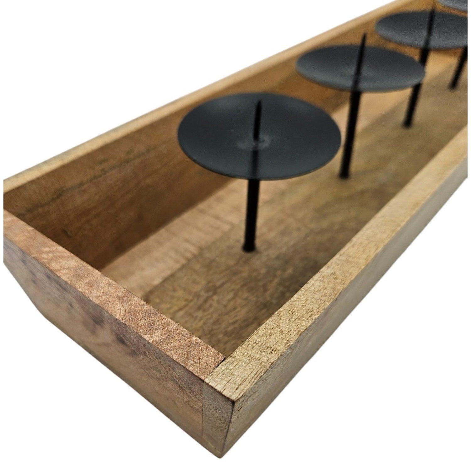 Kerzenhalter Kerzenständer Tablett Holz Mangoholz Advent Deko für 4 Kerzen 53 cm