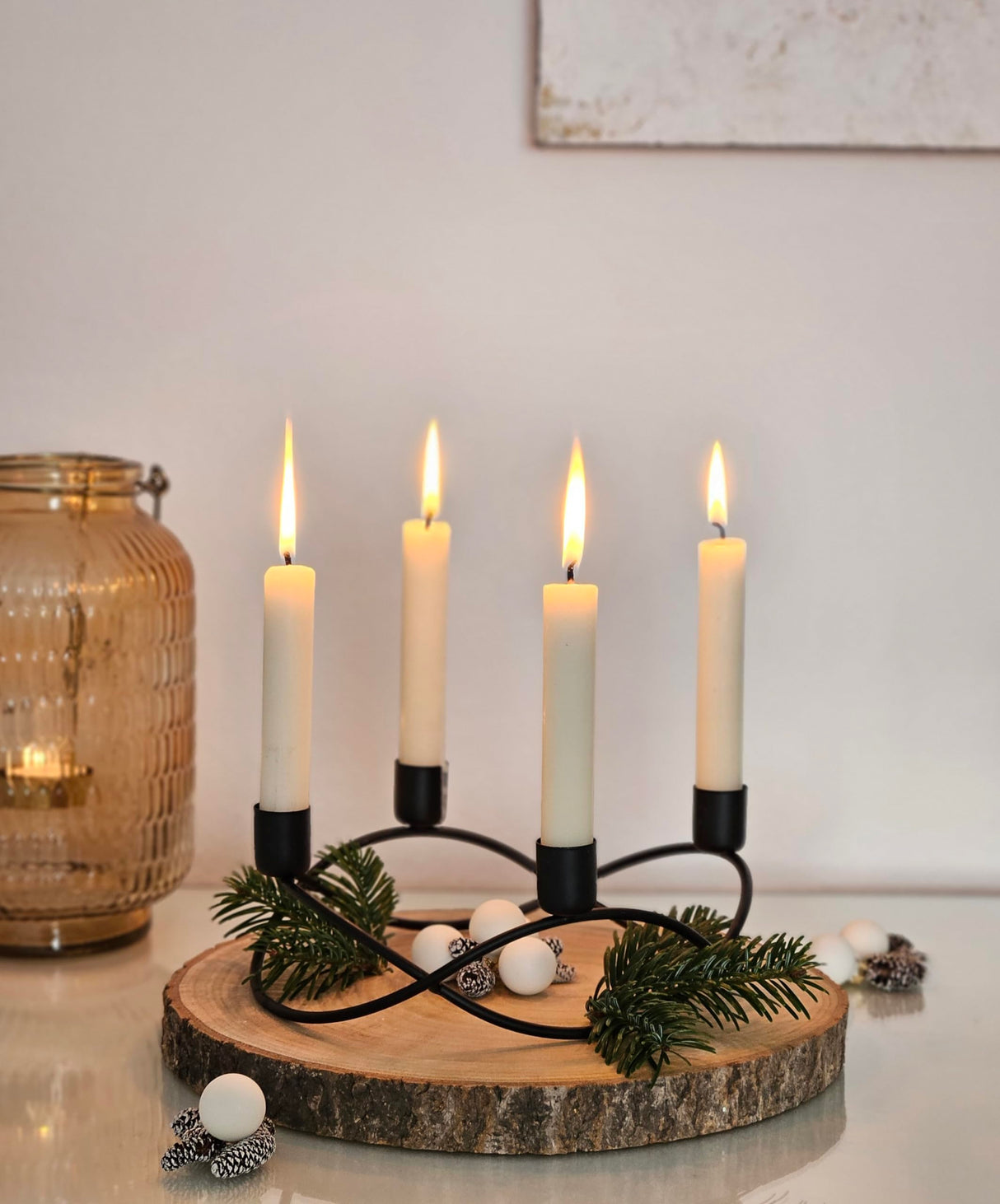 Kerzenständer schwarz Metall Kerzenleuchter Kerzenhalter Adventskranz Ø 21 cm
