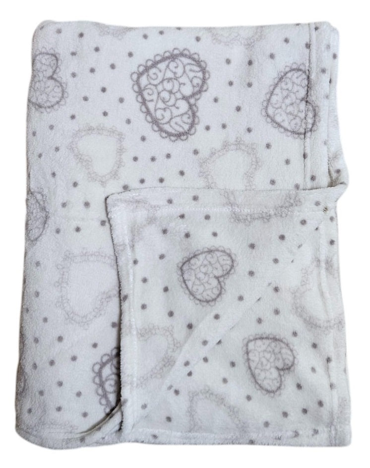 Kuscheldecke Decke Tagesdecke Herz 150x200 cm Creme Grau Beige Rot Wohndecke