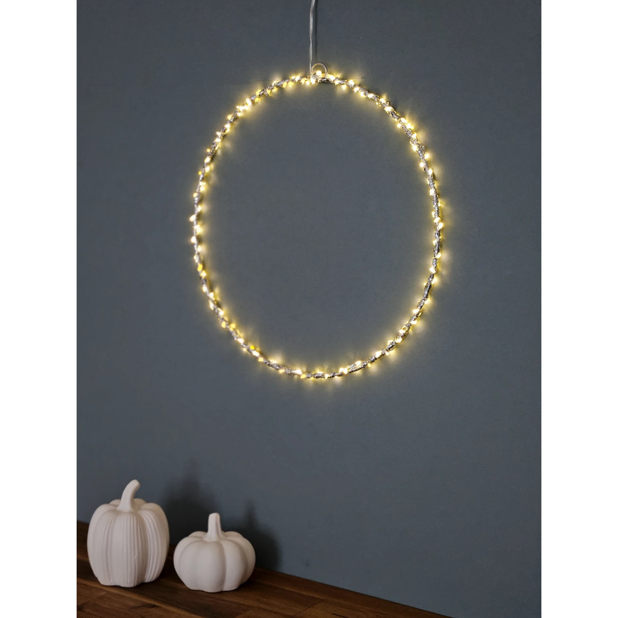 LED Beleuchtung Weihnachten Batterie Lichterkranz Kranz Timer 120 LED 30cm warmweiß