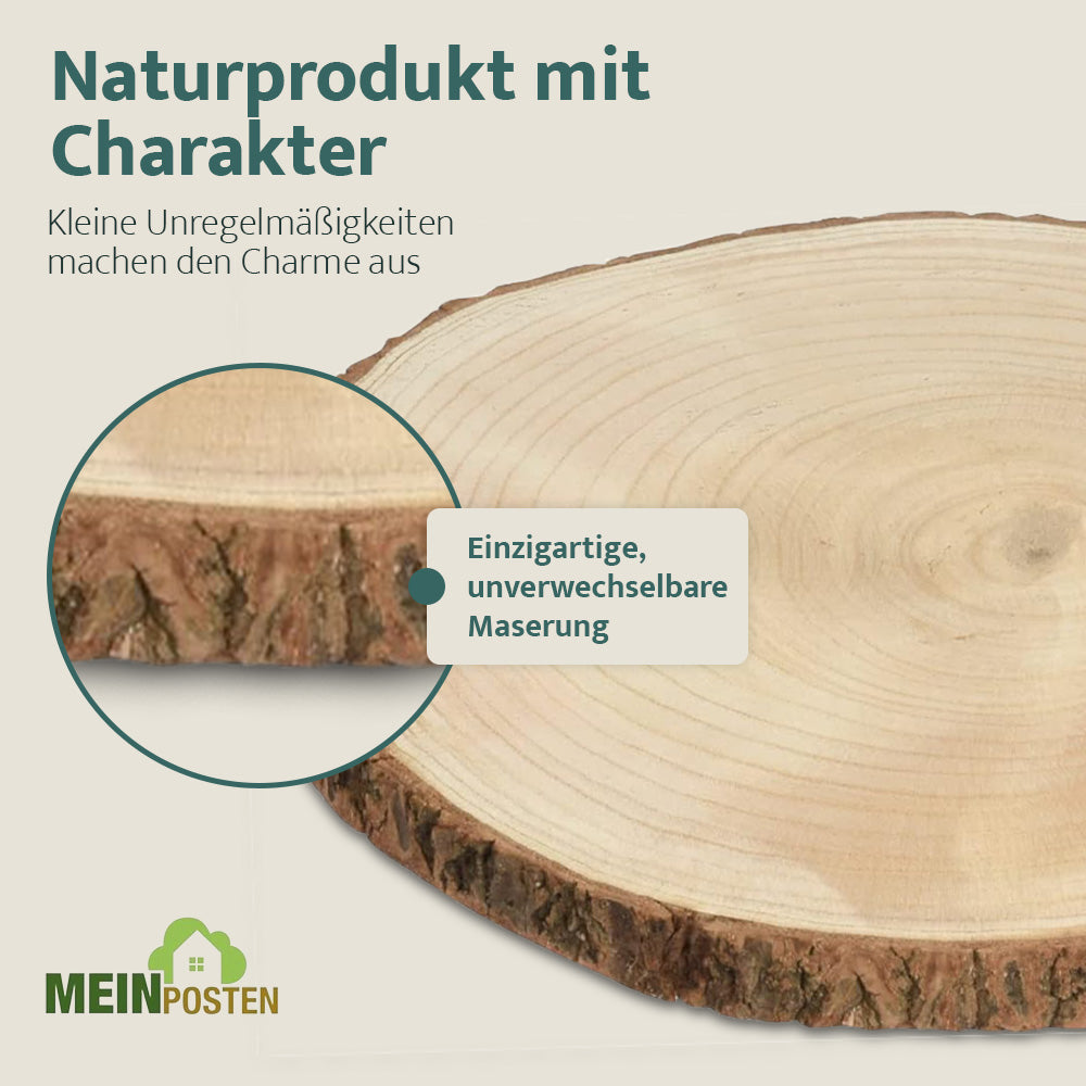 Dekobrett Baumscheibe Holz Holzbrett Brett Tablett Tischdeko Holzscheibe 38-44