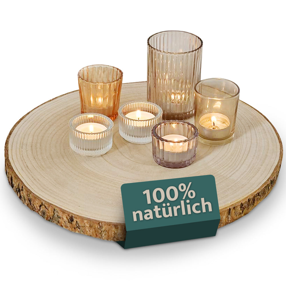 Dekobrett Baumscheibe Holz Holzbrett Brett Tablett Tischdeko Holzscheibe 38-44