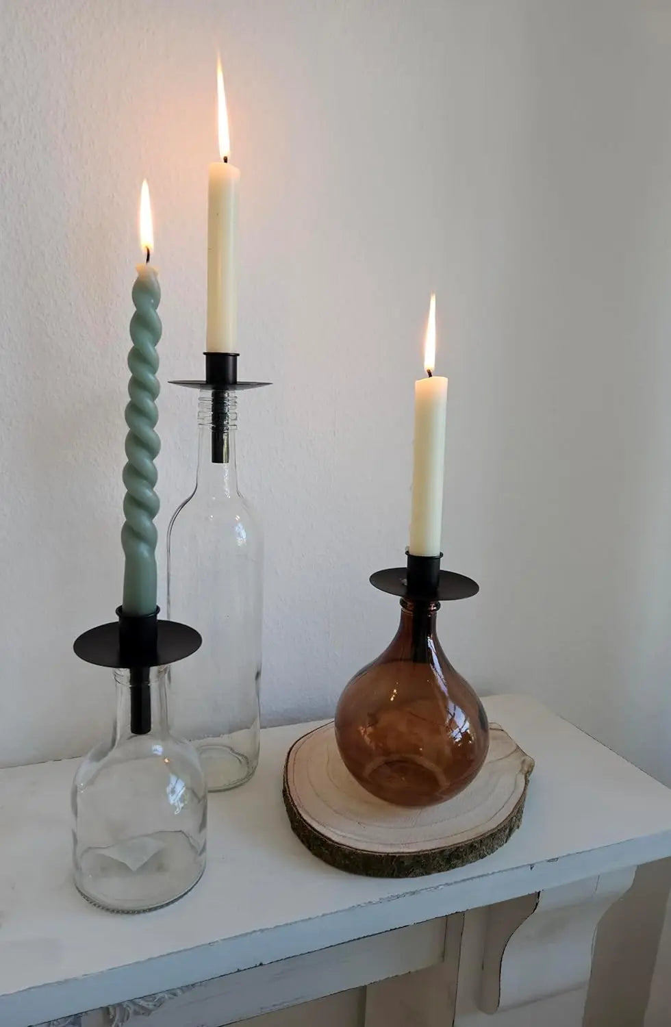 4 STÜCK Kerzenhalter für Flaschen Metall schwarz Kerze Flasche Stabkerzenhalter