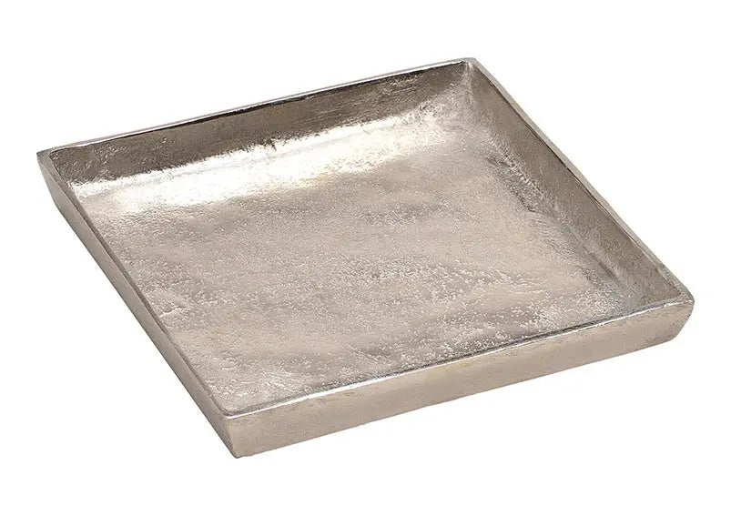 Tablett Dekoteller silber Metall massiv Tischdeko Schale Dekoschale 20x20 cm