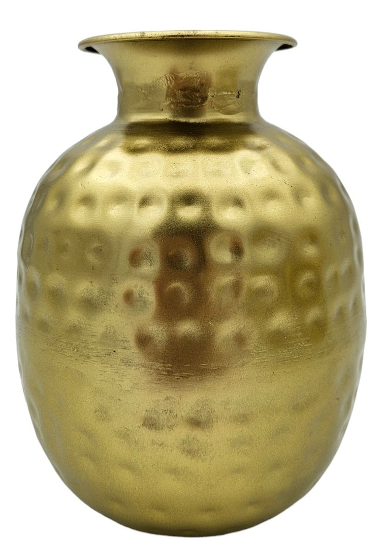 Vase Gold Metall Dekovase Blumenvase modern Hammerschlag B-WARE