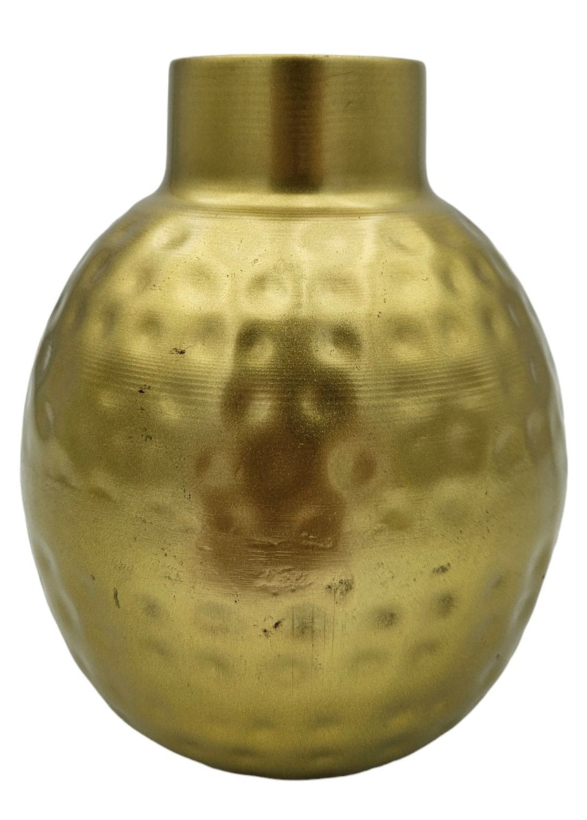 Vase Gold Metall Dekovase Blumenvase modern Hammerschlag B-WARE