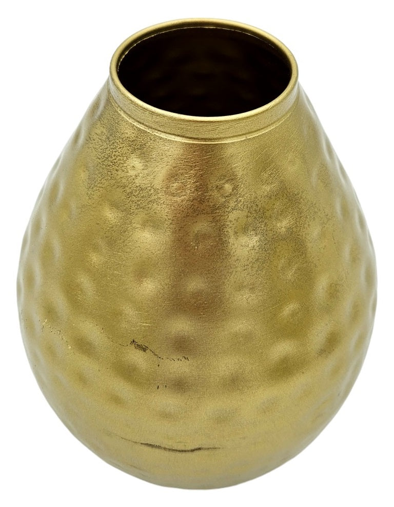 Vase Gold Metall Dekovase Blumenvase modern Hammerschlag B-WARE