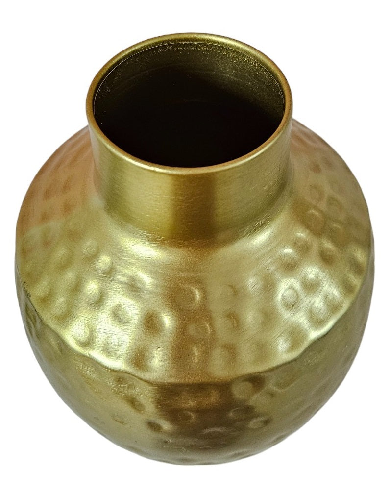 Vase Gold Metall Dekovase Blumenvase modern Hammerschlag B-WARE