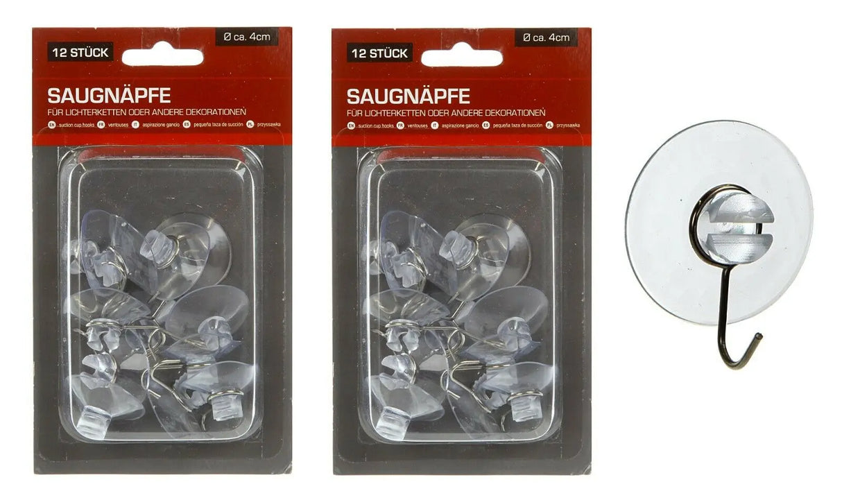 Saugnäpfe 24 Haken transparent für Fenster Lichterkette Saugnapf Saughaken Ø 4c