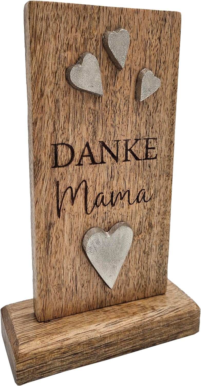 Holzschild MAMA Holztafel Geschenk Muttertag Mutter Schild Mangoholz Höhe 20 cm