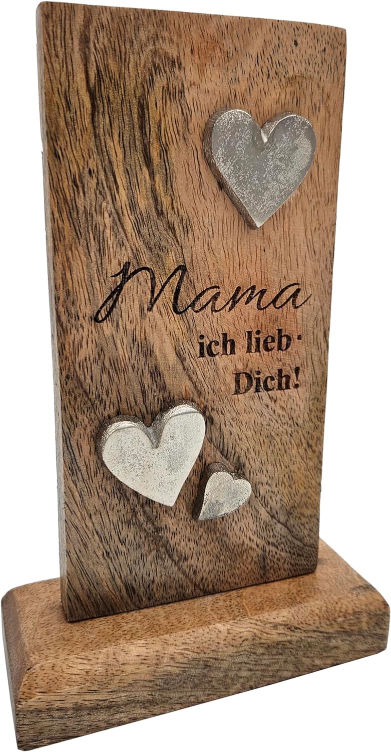 Holzschild MAMA Holztafel Geschenk Muttertag Mutter Schild Mangoholz Höhe 20 cm