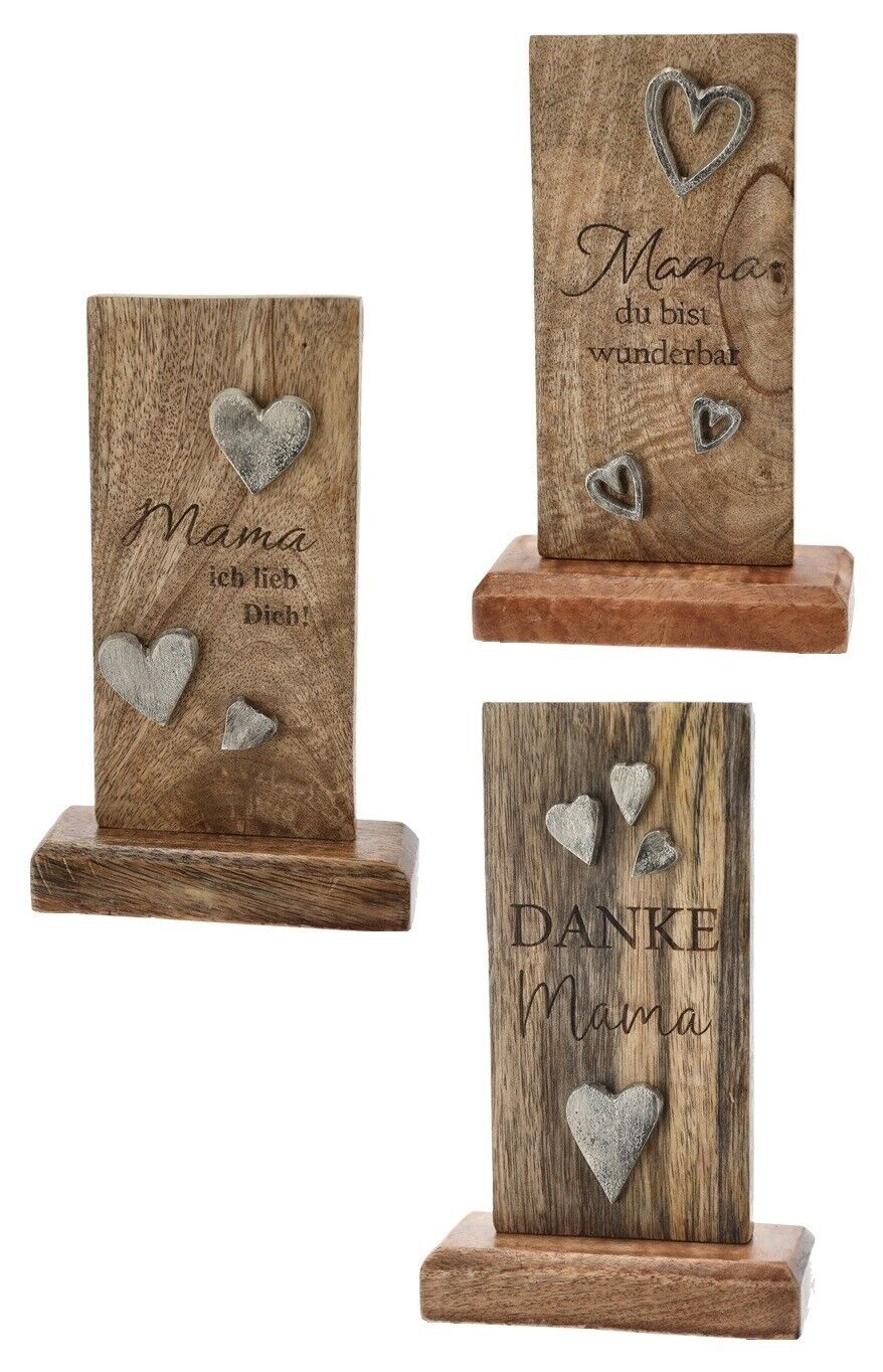 Holzschild MAMA Holztafel Geschenk Muttertag Mutter Schild Mangoholz Höhe 20 cm