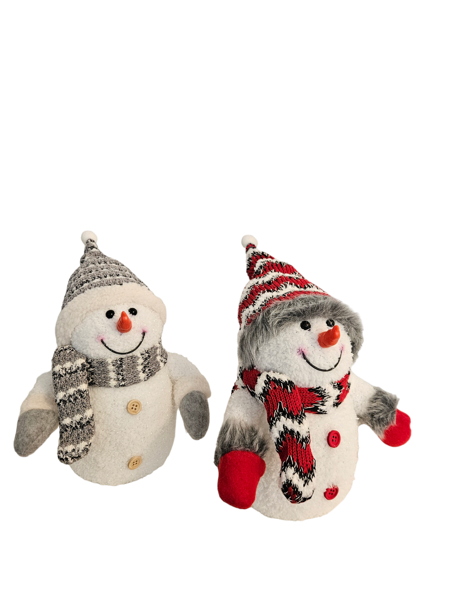 2x Schneemann mit LED bunter Schal & Mütze Höhe 20 cm Beleuchtung warmweiß