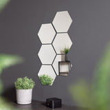 Mirror wall mirror hexagonal set of 6 mirror tiles SELF-ADHESIVE 18x21 cm