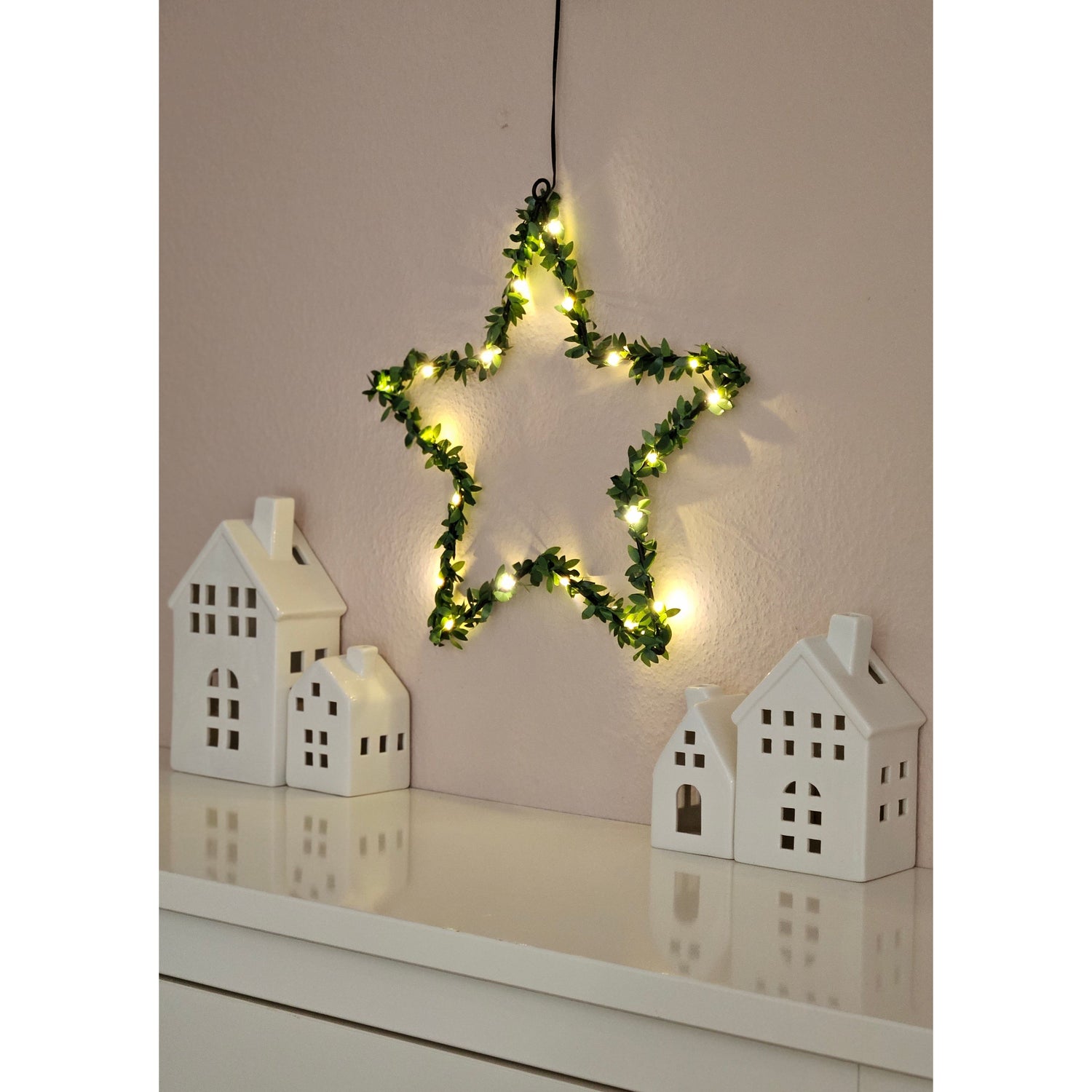 Herz Stern Fenster LED Silhouette Warmweiß Weihnachtsbeleuchtung 30cm Deko grün