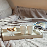 Tablett Metall 2er Set Beige Modern Serviertablett Dekotablett 38x28 u 30x20 cm Sand