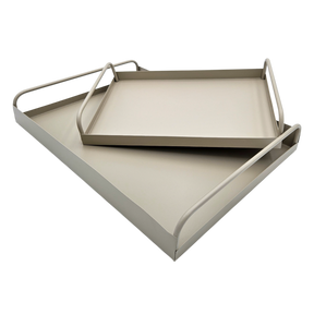 Tablett Metall 2er Set Beige Modern Serviertablett Dekotablett 38x28 u 30x20 cm Sand - Dekotablett