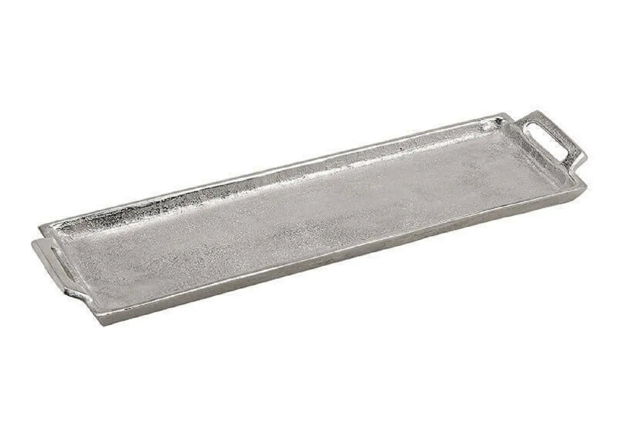 Tablett Dekotablett silber Metalltablett Metall Teller Kerzenteller 44x13 cm