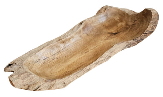 Dekoschale Naturschale Teak Holz lang 60 cm Schale braun massiv stabil Obstschale XL