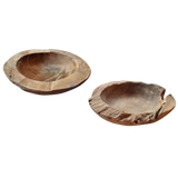 Dekoschale 2er Set Teakschale Aufbewahrung rund 15 cm Wurzelholz Massiv
