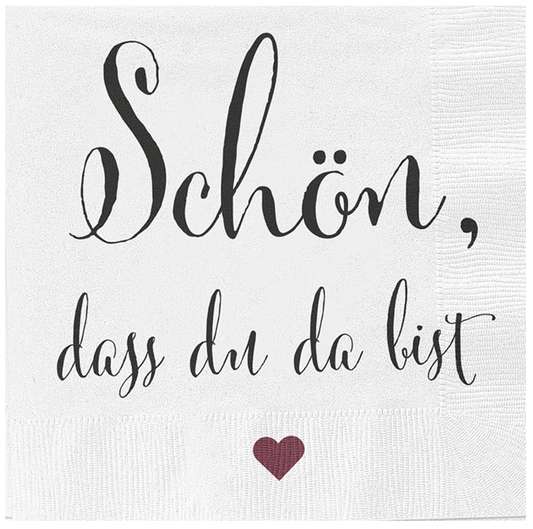 Servietten Schön dass du da bist 80 Stück Spruch Feier 16x16cm Fest Tischdeko