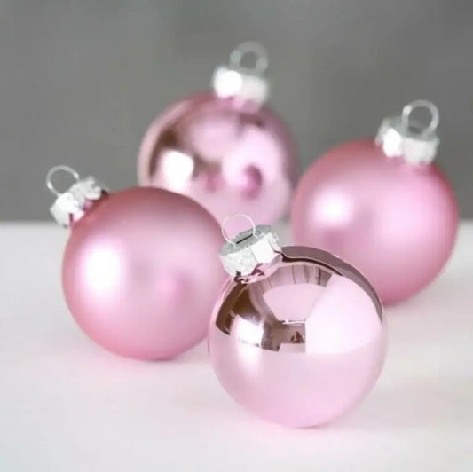 Weihnachtskugeln Christbaumschmuck Christbaumkugeln Glas Kugeln Hellrosa,Ø 6 cm, 10er Kugel-Set