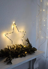 Stern LED warmweiß Weihnachtsstern Metall schwarz Metallstern Batterie Timer Ø 30 cm