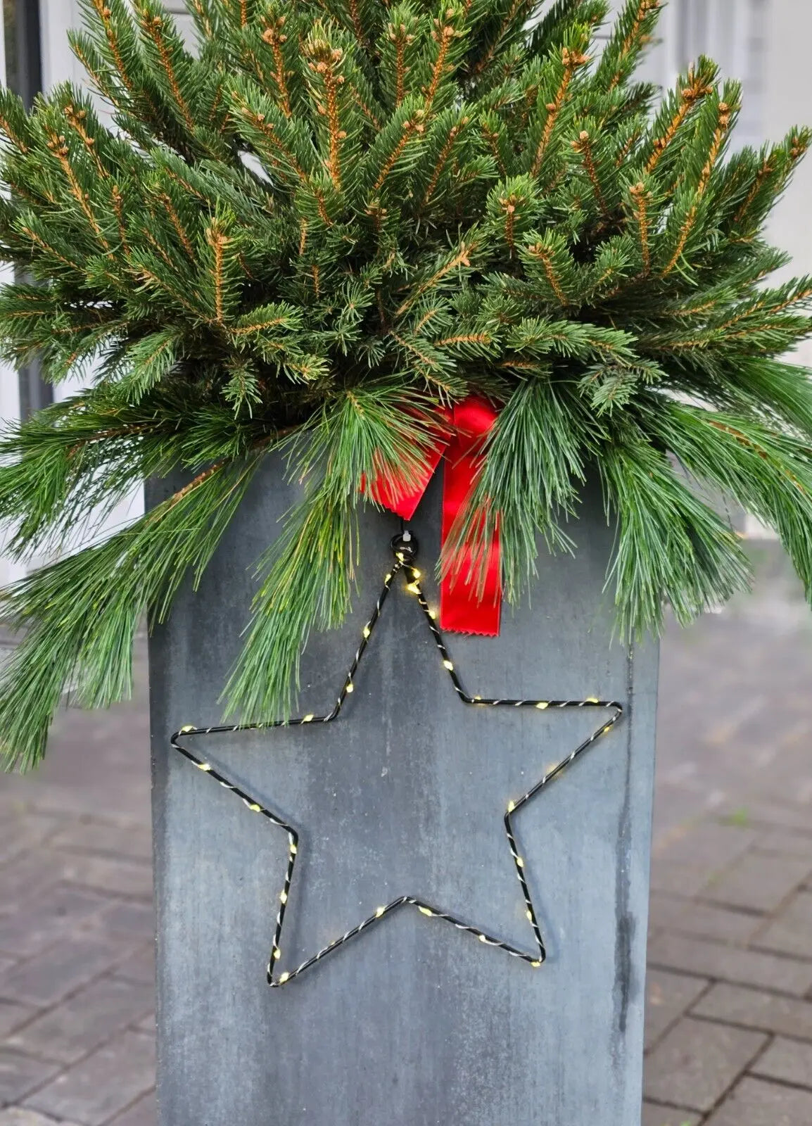 Stern LED warmweiß Weihnachtsstern Metall schwarz Metallstern Batterie Timer Ø 30 cm