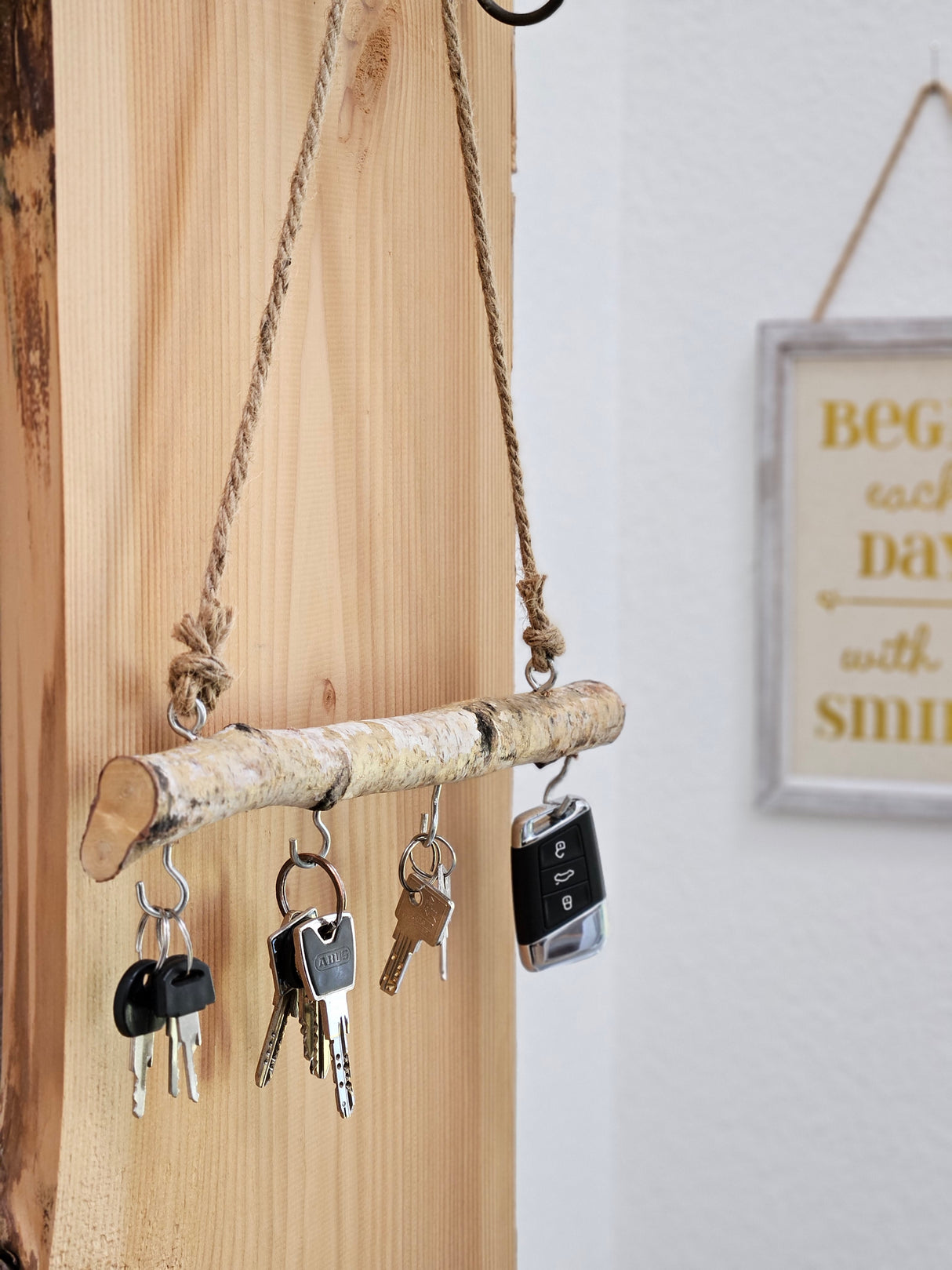 Dekozweig Holz 4 Haken Fensterhänger braun natur Deko Landhaus Ast Dekoast 30 cm