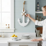 Anker Dekoanker Dekoration Maritim weiß Seil Tau 32x22 hängen Hochzeit Wandhaken - Anker