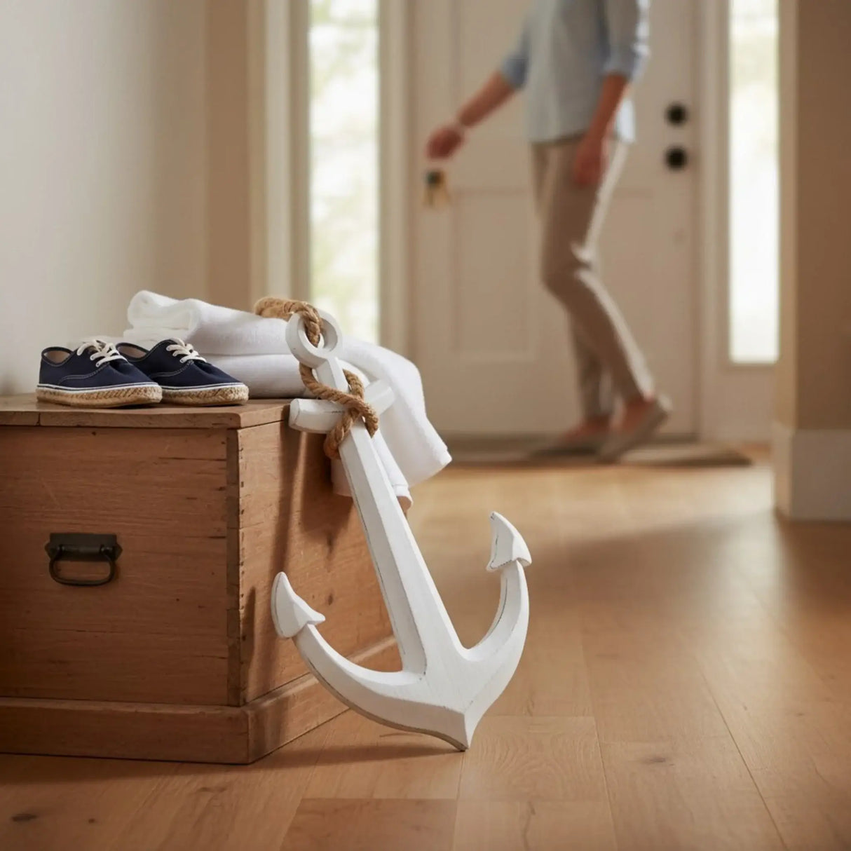 Anker Dekoanker Dekoration Maritim weiß Seil Tau 32x22 hängen Hochzeit Wandhaken - Anker