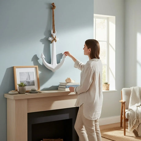 Anker Dekoanker Dekoration Maritim weiß Seil Tau 60x40 XXL hängen Hochzeit Wandhaken - Anker