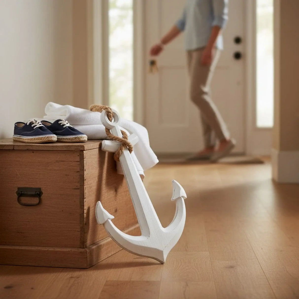 Anker Dekoanker Dekoration Maritim weiß Seil Tau 60x40 XXL hängen Hochzeit Wandhaken - Anker