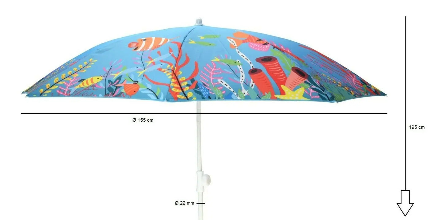 Sonnenschirm UV-Schutz 40+ Strandschirm Balkonschirm Schirm blau bunt Ø 155 cm