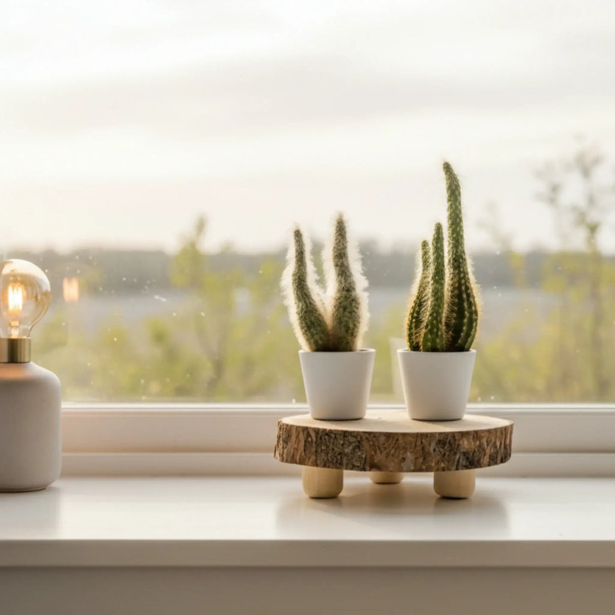 Baumscheibe rund Dekoscheibe Basteln Dekoteller auf Füßen Holzscheibe mit Rinde 17-22 cm - Baumscheibe