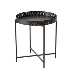 Beistelltisch Dekotisch Tabletttisch rund schwarz Metalltisch 45x40 cm - Beistelltisch