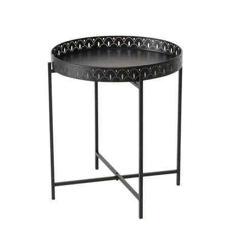 Beistelltisch Dekotisch Tabletttisch rund schwarz Metalltisch 45x40 cm - Beistelltisch