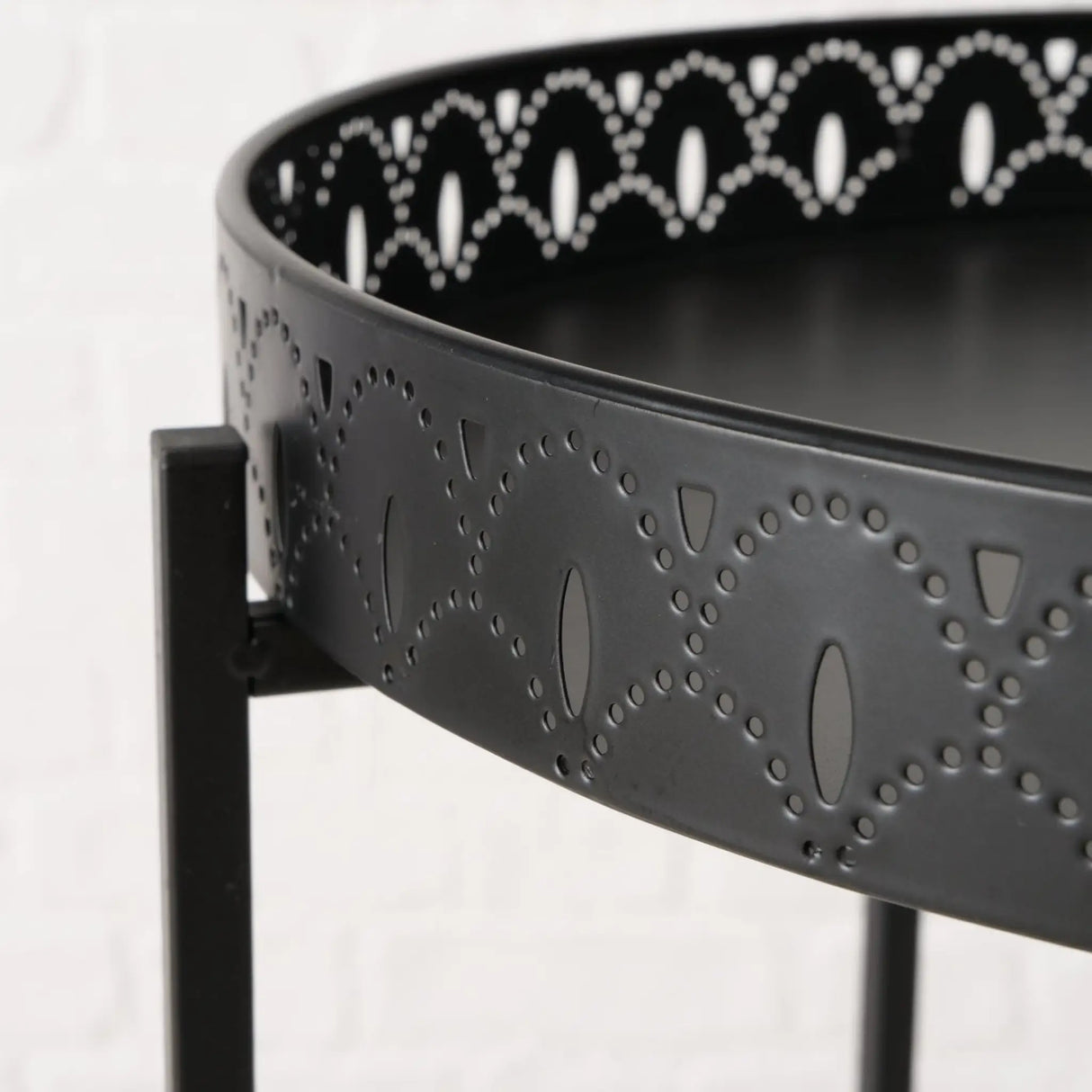 Beistelltisch Dekotisch Tabletttisch rund schwarz Metalltisch 45x40 cm - Beistelltisch