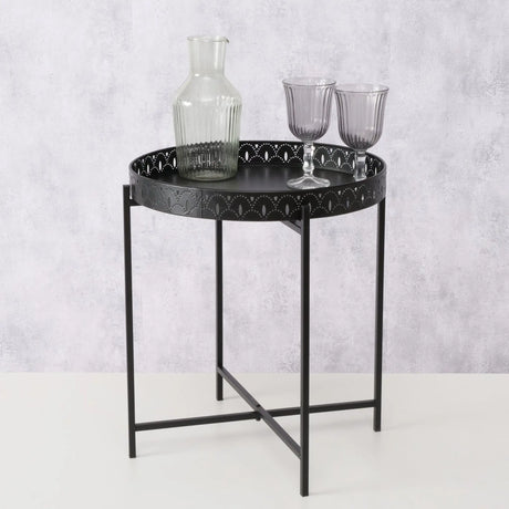 Beistelltisch Dekotisch Tabletttisch rund schwarz Metalltisch 45x40 cm - Beistelltisch